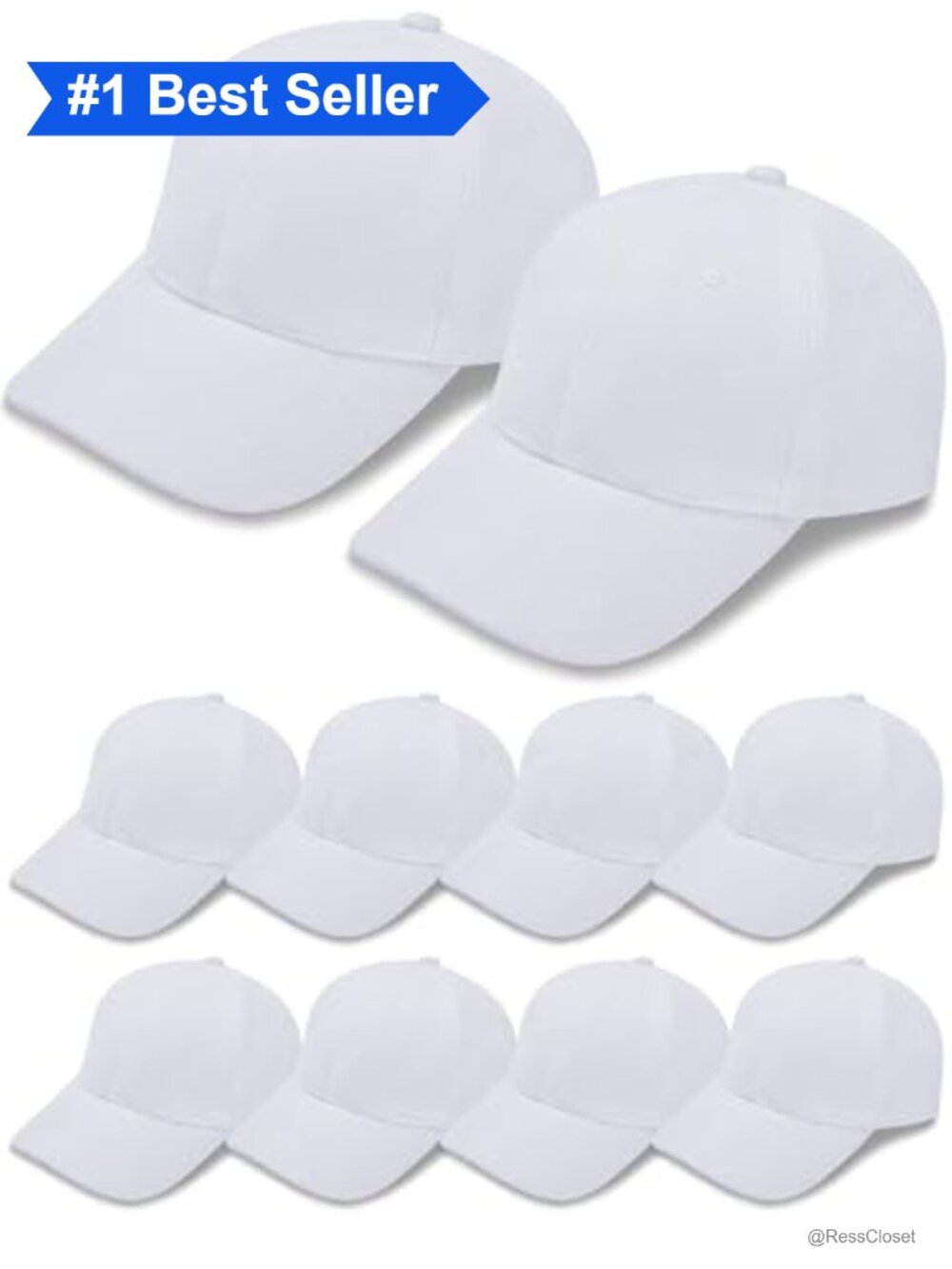 10 Pack Baseball Caps Adjustable Plain Hats Unisex Blank Caps